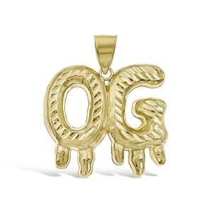 OG Original Gangster Pendant 10k Gold Men's Charm 1.2"